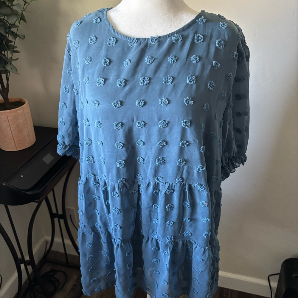 SHEIN Blue Textured Blouse